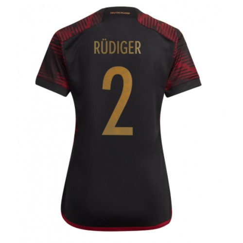 Fotbalové Dres Německo Antonio Rudiger #2 Dámské Venkovní MS 2022 Krátký Rukáv